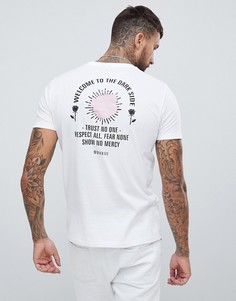 Футболка с принтом розы и надписью на спине ASOS DESIGN - Белый