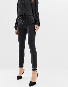 Черные выбеленные джинсы скинни с заниженной талией и шнуровкой ASOS DESIGN Whitby - Черный