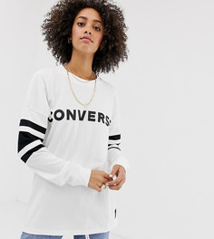 Белый oversize-лонгслив в футбольном стиле Converse - Белый