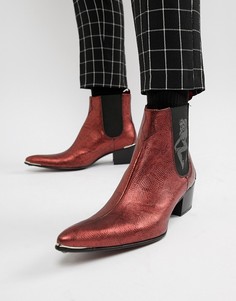 Красные ботинки металлик со змеиным принтом Jeffery West Sylvian - Красный