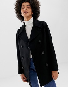 Двубортное пальто из ткани с добавлением шерсти Gloverall Reefer - Черный