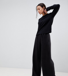 Широкие брюки в рубчик ASOS DESIGN Tall - Черный