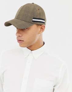 Коричневая бейсболка в клетку с отделкой кантом ASOS DESIGN - Коричневый