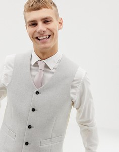 Серый приталенный жилет из ткани с добавлением шерсти ASOS DESIGN wedding - Серый