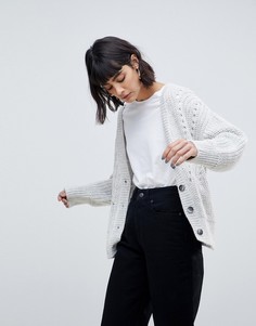 Кардиган бойфренда в рубчик ASOS DESIGN - Светло-бежевый