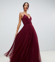 Плиссированное платье макси из тюля ASOS DESIGN Tall - Фиолетовый