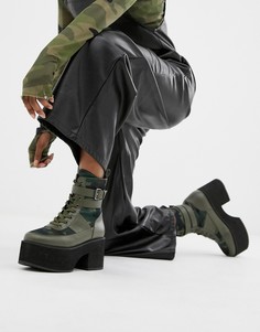 Ботинки на толстой подошве и шнуровке ASOS DESIGN Arlie - Зеленый