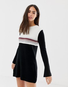 Платье-джемпер колор блок Free People - Черный