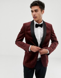 Бордовый бархатный блейзер Burton Menswear - Красный