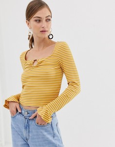 Топ в полоску с оборками на рукавах ASOS DESIGN - Мульти