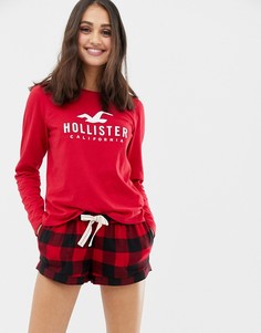 Пижамные шорты в клетку Hollister - Красный