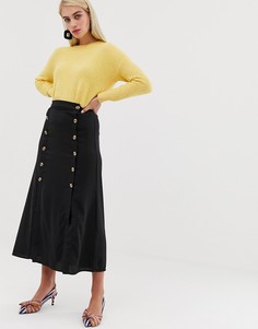 Черная юбка мидакси с разрезами и пуговицами Vero Moda - Черный