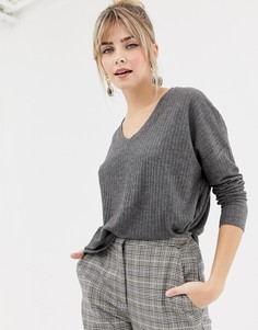 Темно-серый топ в рубчик с начесом New Look - Серый