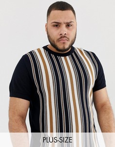 Темно-синяя футболка с вертикальными полосками River Island Big & Tall - Темно-синий