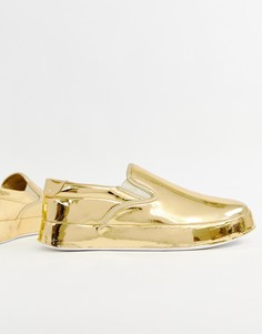 Золотистые кеды-слипоны ASOS DESIGN - Золотой