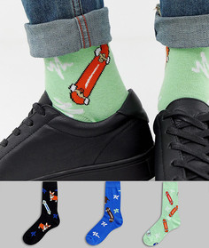 3 пары носков с принтом ASOS DESIGN - Мульти
