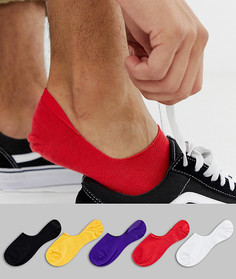 Набор из 5 пар невидимых носков ярких цветов в стиле ретро ASOS DESIGN - Мульти