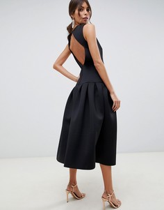 Платье миди для выпускного с заниженной талией ASOS DESIGN - Черный