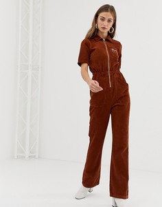 Вельветовый комбинезон в стиле 70-х ASOS DESIGN - Коричневый