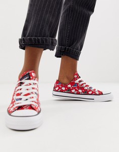 Красные кроссовки со сплошным принтом Converse x Hello Kitty Chuck Taylor Ox - Красный