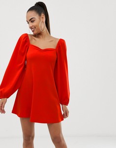 Платье мини из крепа с вырезом сердечком ASOS DESIGN - Красный