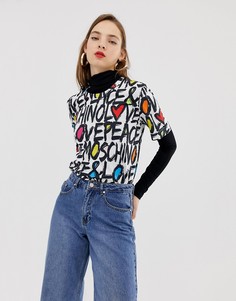 Футболка с принтом логотипа в стиле графити Love Moschino - Белый