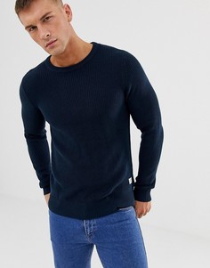 Джемпер в рубчик с круглым вырезом Jack and Jones Originals - Темно-синий