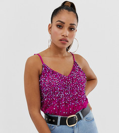 Боди с пайетками ASOS DESIGN Petite - Розовый