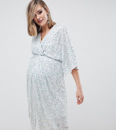 Платье-кимоно миди с пайетками и узелком ASOS DESIGN Maternity - Мульти
