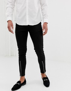 Черные джинсы скинни с молниями ASOS DESIGN - Черный