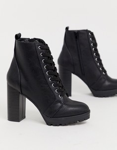 Ботинки на платформе со шнуровкой London Rebel - Черный