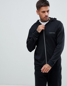Худи на молнии из смеси хлопка и модала Calvin Klein - Черный