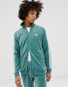 Зеленая велюровая спортивная куртка adidas Originals - Зеленый