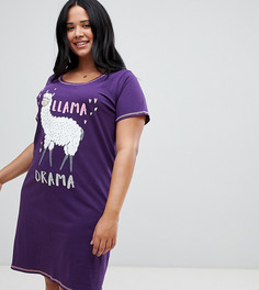 Ночное платье с короткими рукавами Yours Llama Drama - Фиолетовый