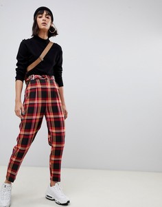 Суженные книзу брюки в клетку с пряжками ASOS DESIGN - Мульти