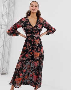 Платье макси с цветочным принтом Miss Selfridge - Черный