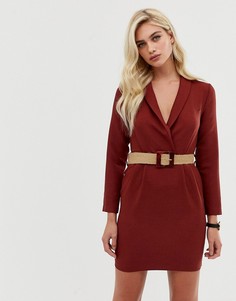 Платье мини в стиле смокинга с поясом ASOS DESIGN - Красный