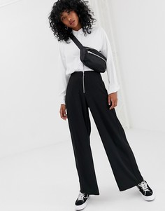 Черные широкие брюки на молнии Weekday - Черный