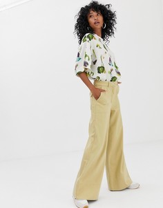 Бежевые брюки с широкими штанинами Weekday - Бежевый