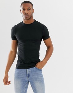 Черная футболка в рубчик River Island - Черный