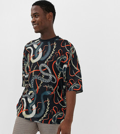 Свободная футболка с принтом змей ASOS DESIGN Tall - Мульти