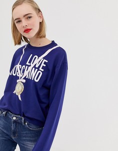 Свитшот с принтом медали Love Moschino - Синий