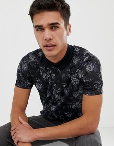 Черная футболка-поло с цветочным принтом Burton Menswear - Черный
