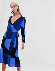 Платье в стиле колор блок с запахом Vero Moda - Мульти