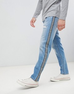 Суженные книзу джинсы с полосками по бокам Jack & Jones - Синий