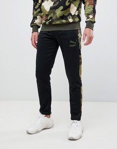 Черные джоггеры с камуфляжным принтом на полосках Puma - Черный