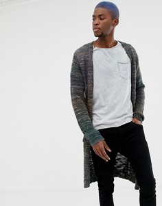 Темно-синий полихроматический удлиненный фактурный кардиган ASOS DESIGN - Коричневый