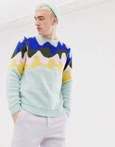 Трикотажный джемпер мятного цвета с узором ASOS DESIGN - Зеленый