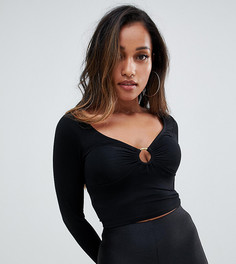 Лонгслив с декоративным кольцом ASOS DESIGN Petite - Черный