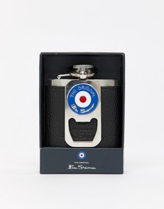 Дорожная плоская фляжка вместимостью 4 унции и брелок для ключей в подарочной упаковке Ben Sherman - Черный